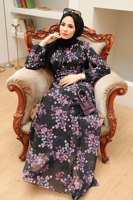 Black Hijab Dress 279061S - NEVA STYLE