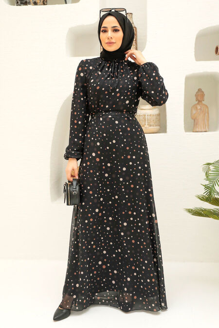 Black Hijab Dress 279065S - NEVA STYLE