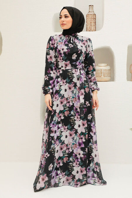 Black Hijab Dress 279071S - NEVA STYLE