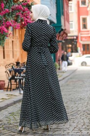 Black Hijab Dress 27909S - Thumbnail
