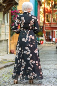 Black Hijab Dress 29250S - 3