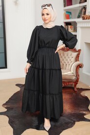 Black Hijab Dress 30301S - 3