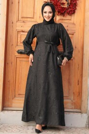 Black Hijab Dress 30441S - 3