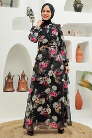 Black Hijab Dress 3303S - 1