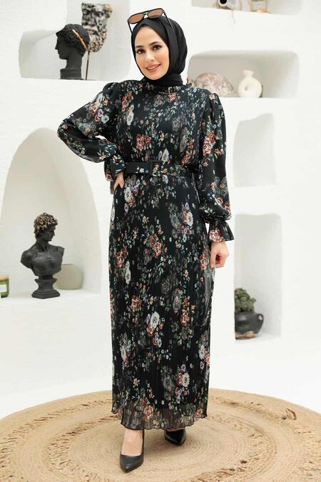 Black Hijab Dress 33420S - NEVA STYLE