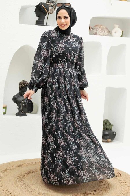 Black Hijab Dress 3357S - NEVA STYLE