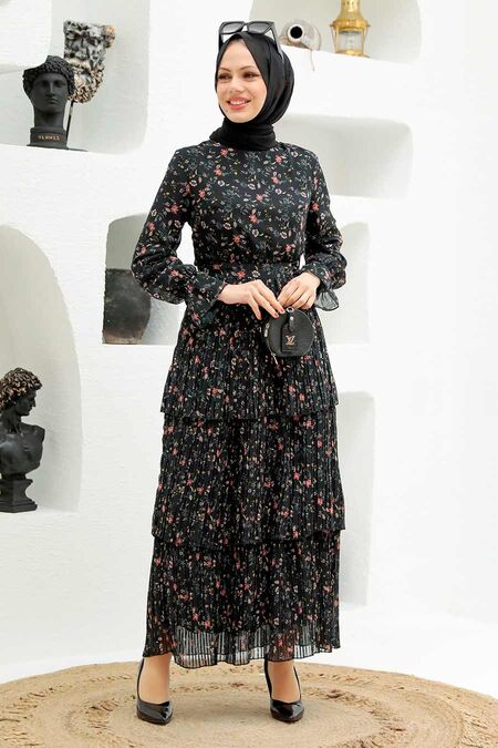 Black Hijab Dress 3360S - NEVA STYLE
