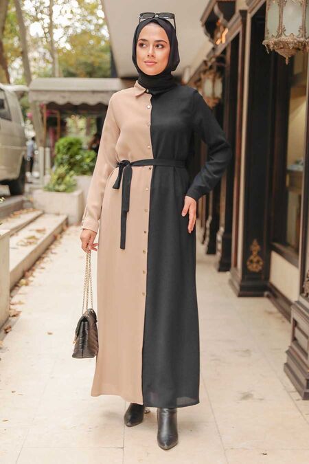 Black Hijab Dress 3437S - NEVA STYLE