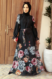Black Hijab Dress 35461S - 7