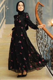 Black Hijab Dress 35720S - 4