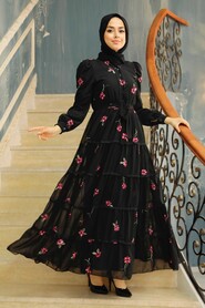 Black Hijab Dress 35720S - 2