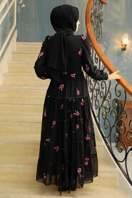 Black Hijab Dress 35720S - 5