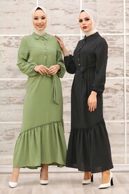 Black Hijab Dress 3735S - 2