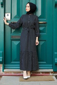 Black Hijab Dress 3736S - 1