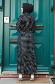 Black Hijab Dress 3736S - 2