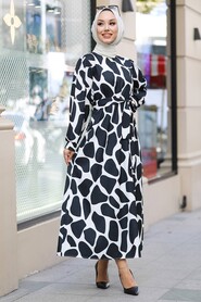 Black Hijab Dress 40230S - 3