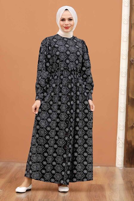 Black Hijab Dress 4338S - NEVA STYLE