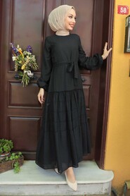 Black Hijab Dress 4342S - 1