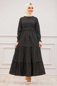Black Hijab Dress 43520S - 1