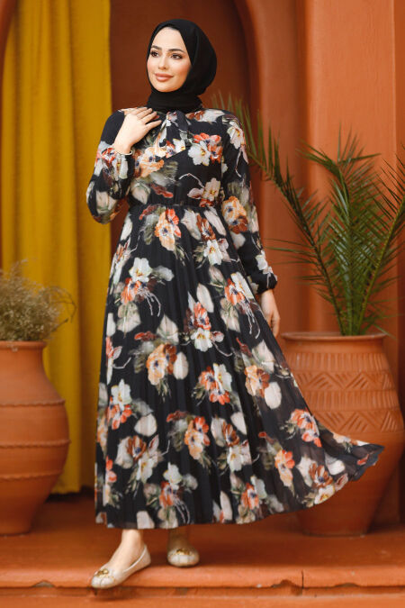 Black Hijab Dress 50191S - NEVA STYLE