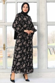 Black Hijab Dress 51632S - 3