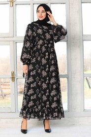 Black Hijab Dress 51632S - 4