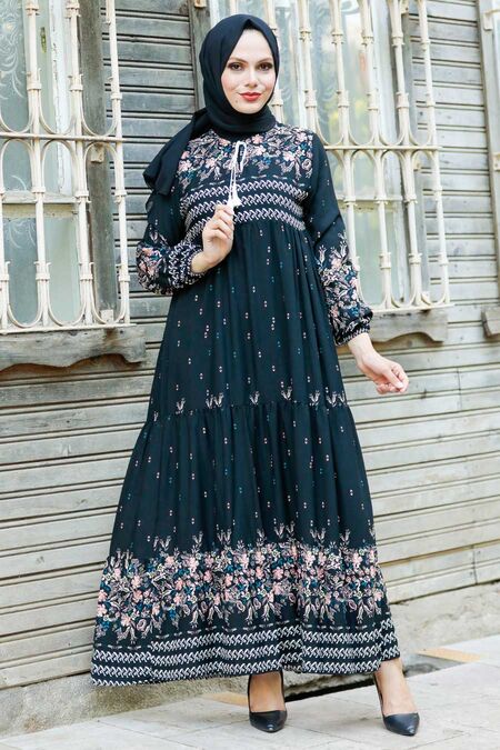 Black Hijab Dress 5191S - NEVA STYLE