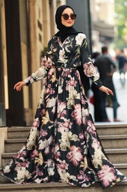 Black Hijab Dress 53496S - 3
