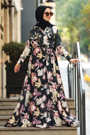 Black Hijab Dress 53496S - 2