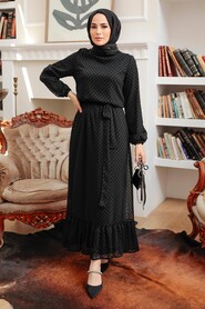 Black Hijab Dress 54730S - 3