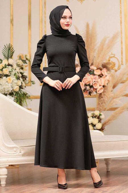 Black Hijab Dress 554S - NEVA STYLE