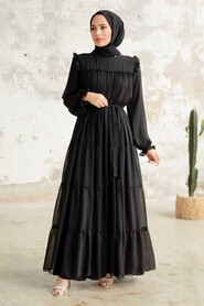 Black Hijab Dress 57970S - 3
