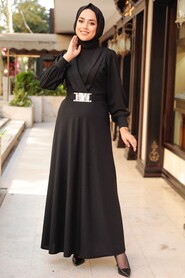 Black Hijab Dress 5806S - 2
