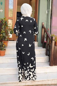 Black Hijab Dress 65814S - 2