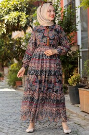 Black Hijab Dress 76440S - 5