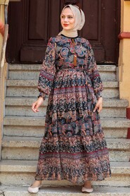 Black Hijab Dress 76440S - 4