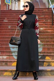 Black Hijab Dress 7647S - 2