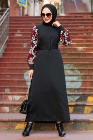 Black Hijab Dress 7647S - 1