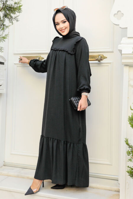 Black Hijab Dress 7681S - NEVA STYLE