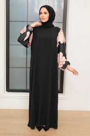 Black Hijab Dress 7685S - 3