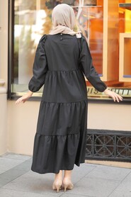 Black Hijab Dress 7688S - Thumbnail