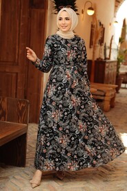 Black Hijab Dress 7692S - 2