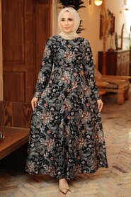 Black Hijab Dress 7692S - 1