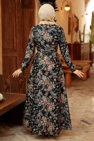 Black Hijab Dress 7692S - 3