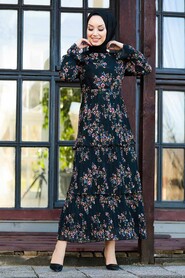 Black Hijab Dress 8140S - 1
