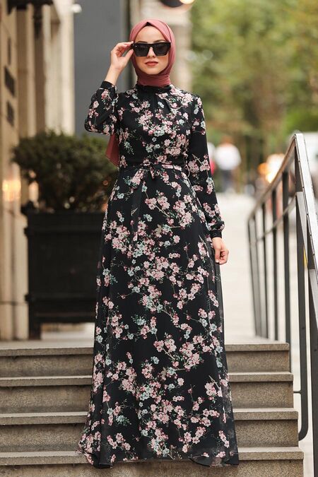 Black Hijab Dress 815404S - NEVA STYLE