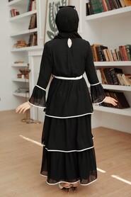 Black Hijab Dress 90160S - 4
