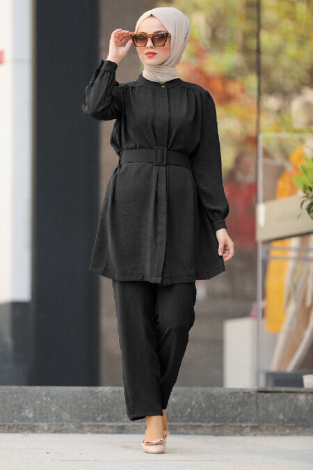 Black Hijab Dual Suit Dress 12001S - NEVA STYLE