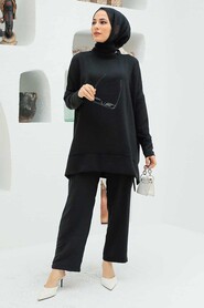 Black Hijab Dual Suit Dress 13010S - 3