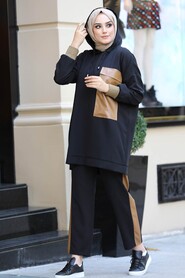 Black Hijab Dual Suit Dress 1313S - 1